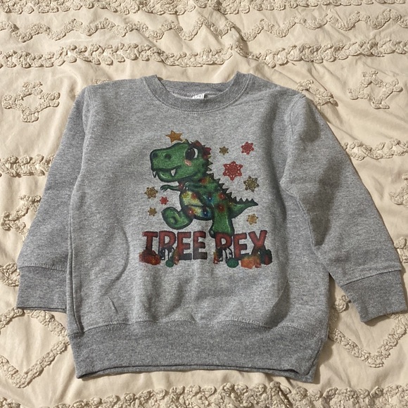2 Christmas boy/girl holiday gray sweatshirts. Size 4T. - Picture 2 of 5